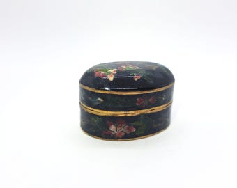 Vintage Cloisonne Trinket Box With Hinged Lid, Boho Vanity Decor