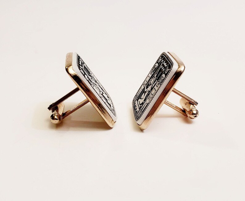 Vintage Egyptian Revival Hieroglyph Cuff links