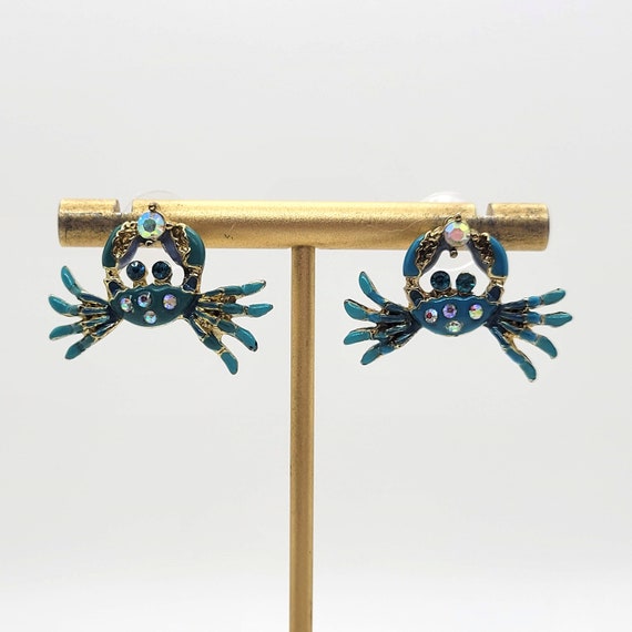 Betsey Johnson Rhinestone Crab Earrings - image 2
