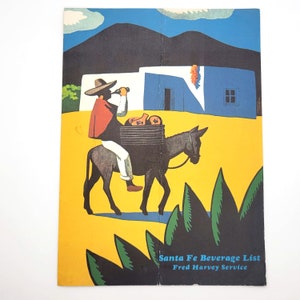Vintage Santa Fe Beverage List Fred Harvey Service