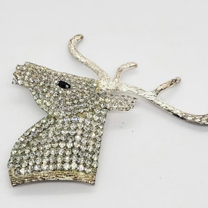 Pave Rhinestone Stag or Deer Brooch