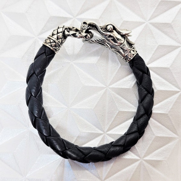 John Hardy Sterling & Braided Leather Naga Bracelet