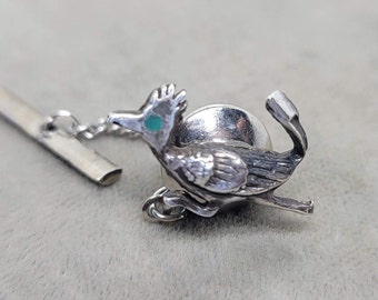 Sterling Roadrunner Tie Tack or Lapel Pin with Turquoise Eye