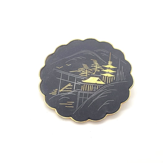 Vintage japanese damascene brooch - Gem