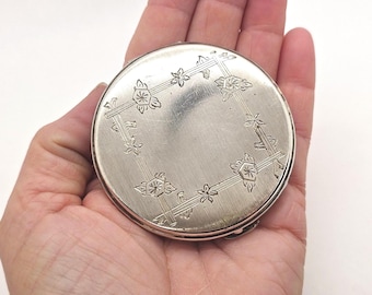 Polvo compacto Taxco de plata esterlina vintage, Plata Mex SA, maquillaje compacto de plata mexicana de mediados de siglo