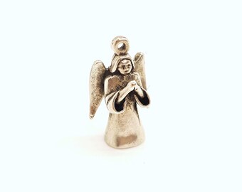 Breloque Pendentif Ange Priant En Argent Massif 925 Et émail - Occasion