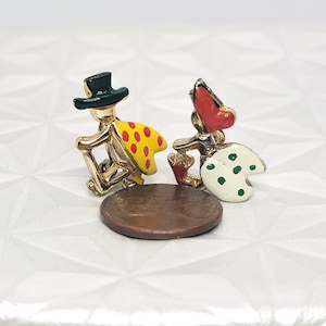 Enameled Gentleman Bug and Lady Bug Pair of Pins