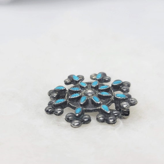 Zuni Turquoise Petit Point Snowflake Pin - image 3