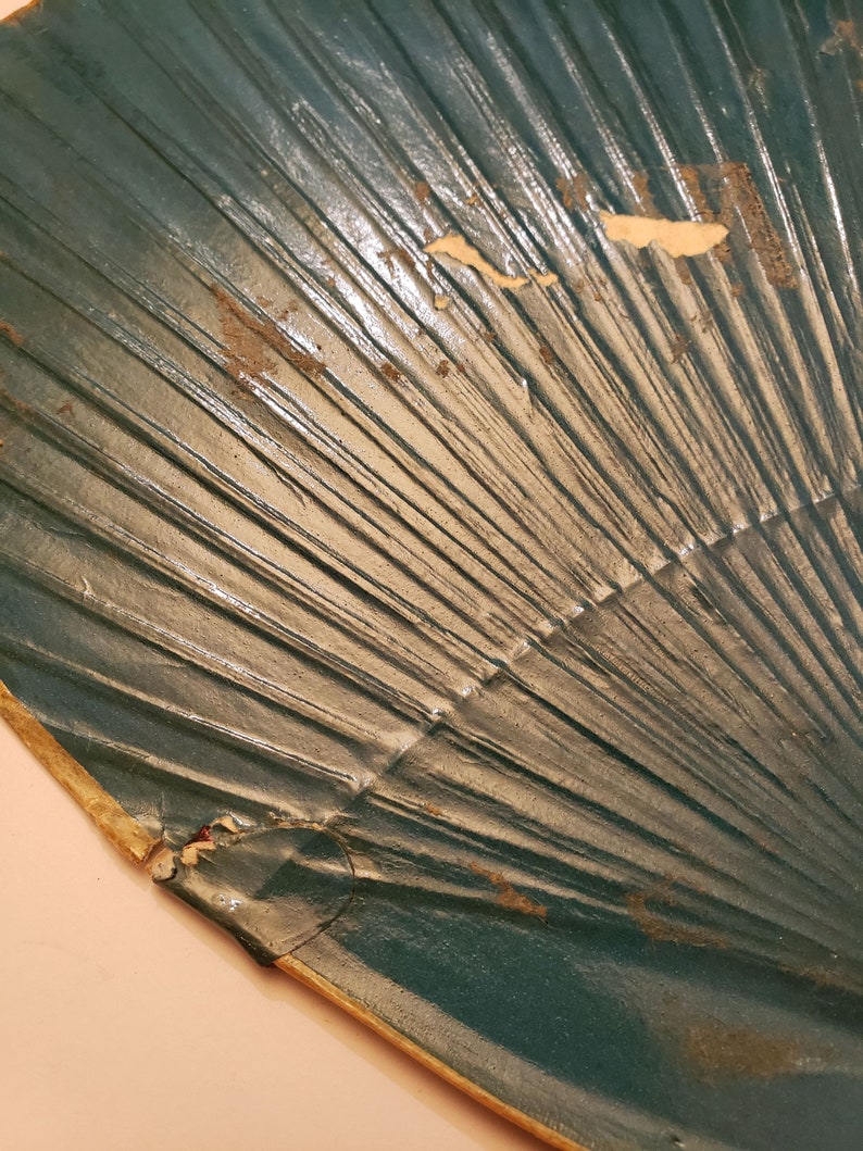 Japanese Hand Fan Vintage 1960s Art Deco Style Uchiwa Fan