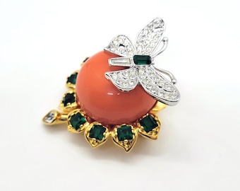 Kenneth Lane Treasures of the Duchess Butterfly Coral Brooch