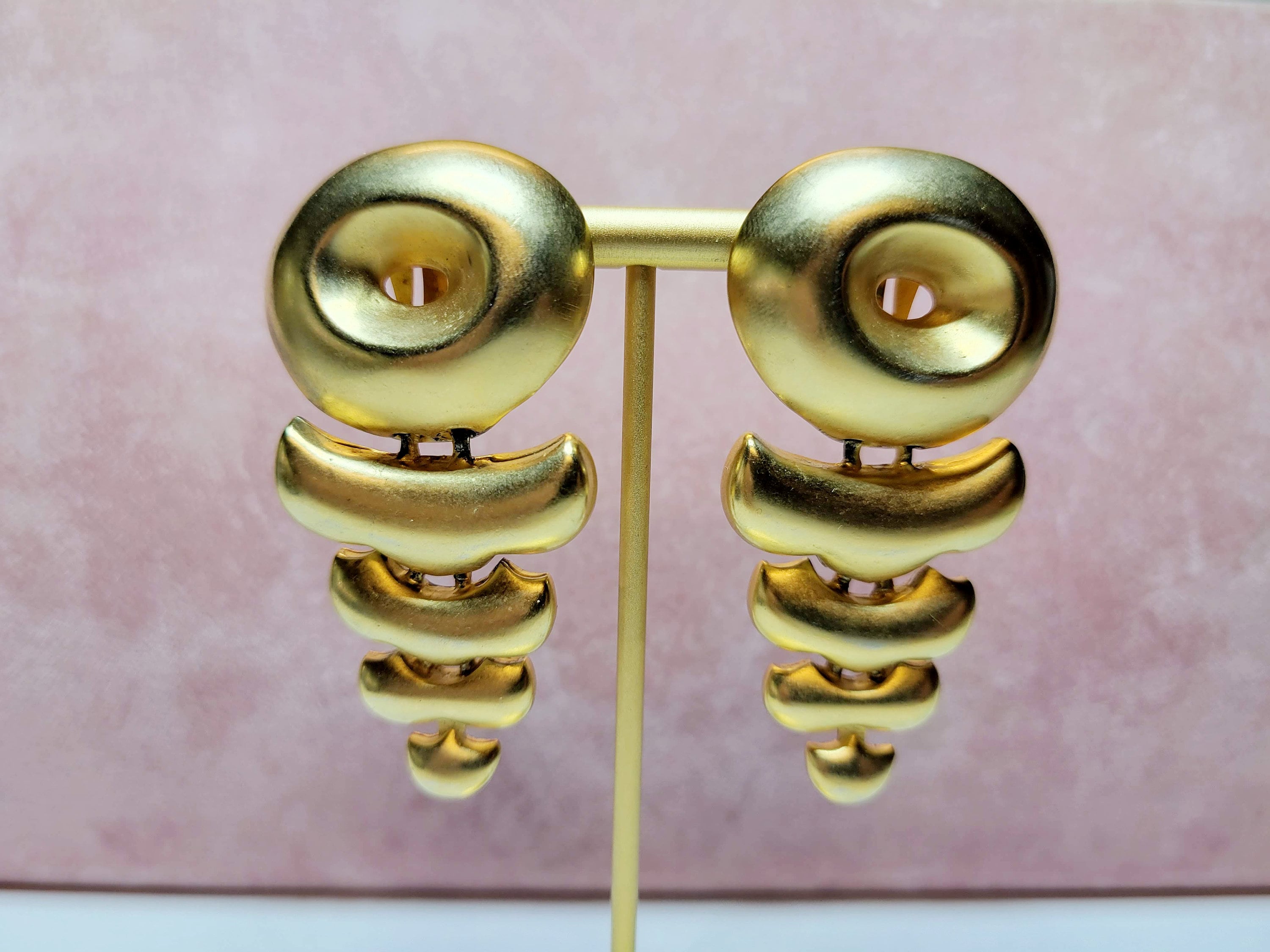 Boucles D'oreilles Clips Vintage Erwin Pearl Bicolores Argenté Et Doré - 25x26 Mm - Occasion