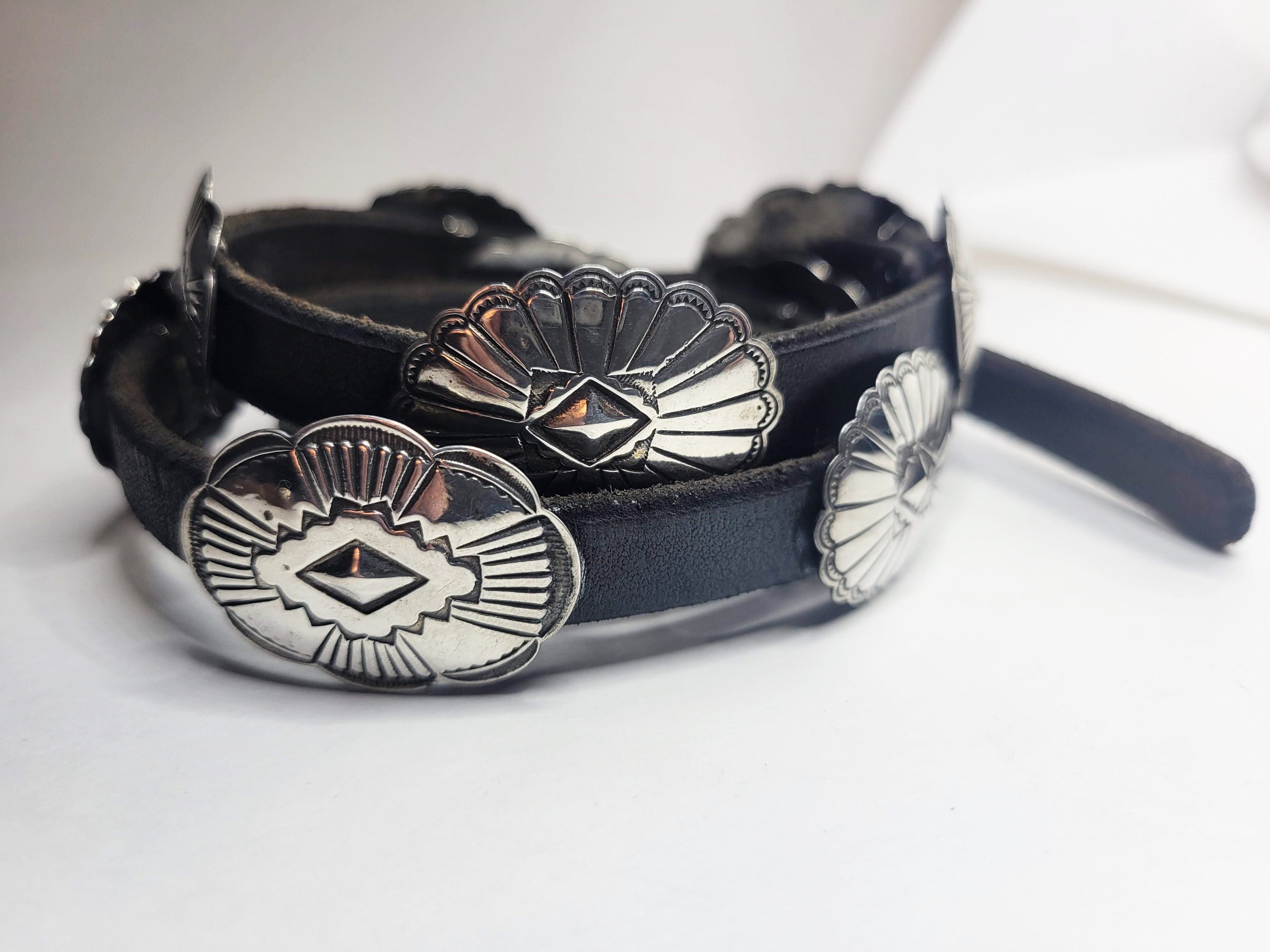 Patrick and Anita Ohlinger Coin Silver Concho Belt, Vintage 