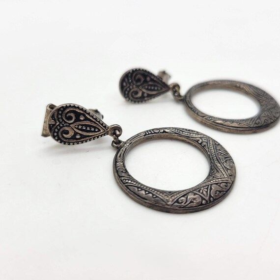 Faux Damascene Clip On Hoop Earrings View 4