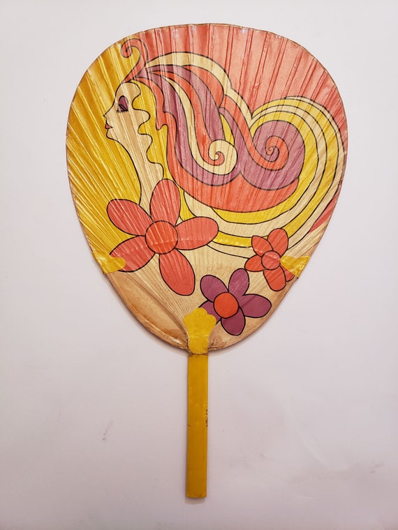 Vintage 1960s Mod Uchiwa Fan - Japanese Hand Fan