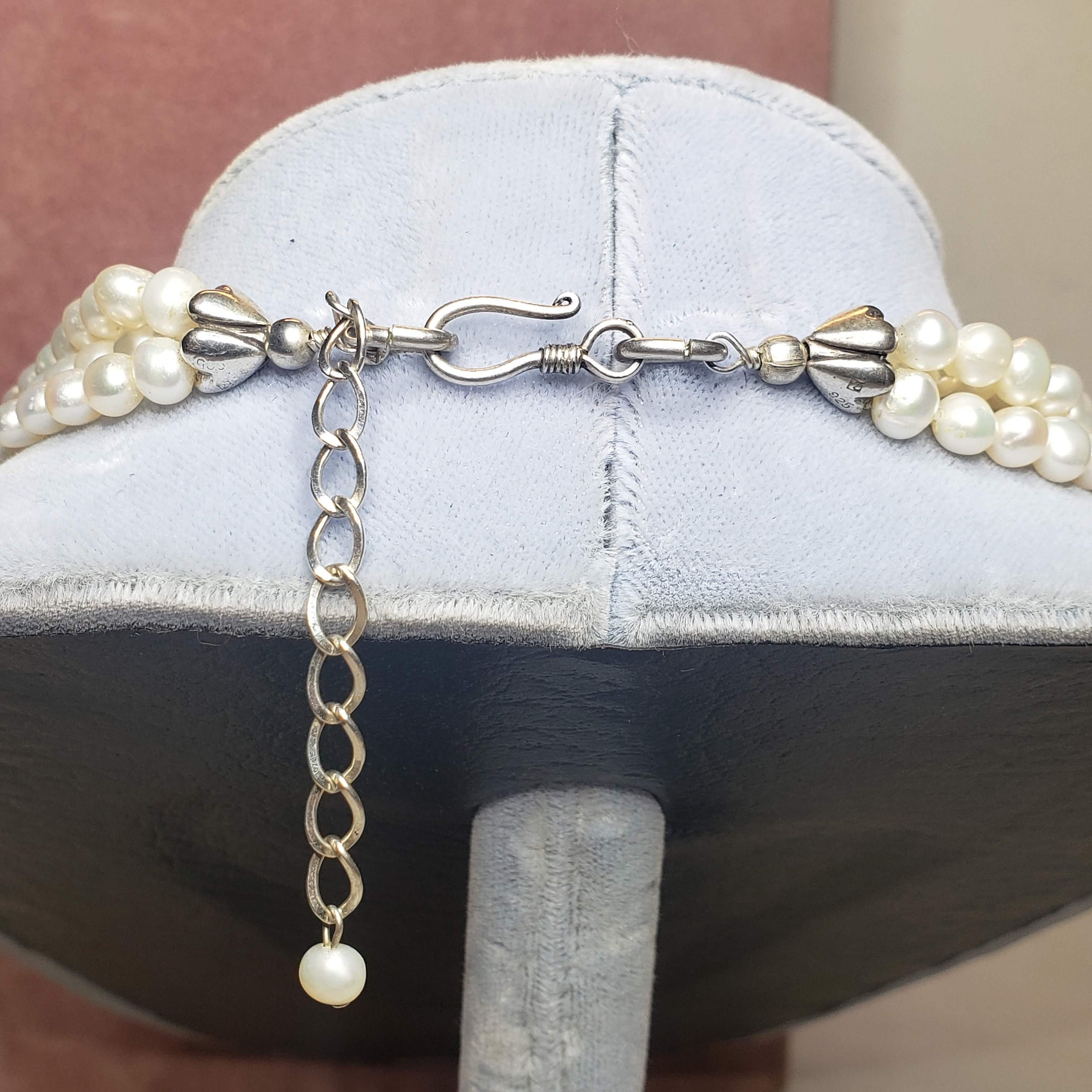 Collana Valero Pearls In Argento 925 Con Perle D'Acqua Dolce Bianche – 5 Fili, Lunghezza 43 Cm