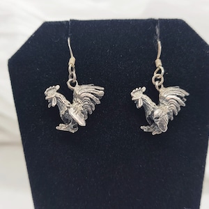 Vintage Sterling Rooster Earrings