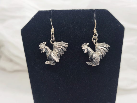 Sterling Rooster Earrings - image 1
