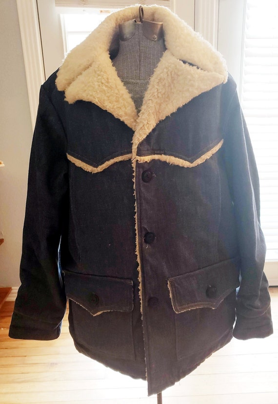 Vintage Men S Sears Roebuck Denim And Shearling Etsy