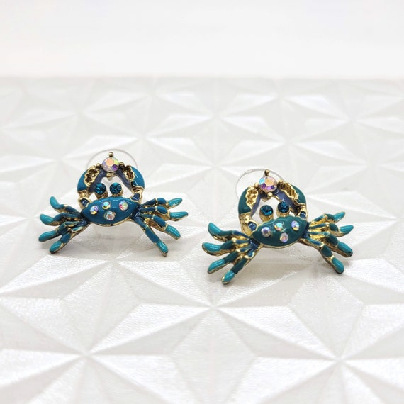 Betsey Johnson Rhinestone Crab Earrings - image 3