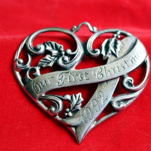 Vintage Gorham Silverplate Heart Christmas Ornament