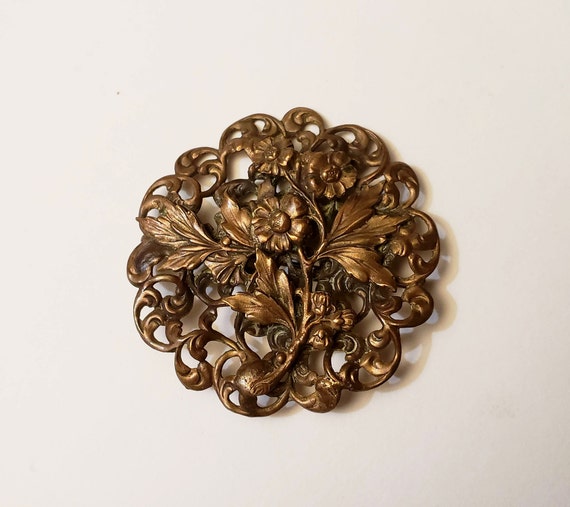 Art Nouveau Brass Brooch / Sash Pin - image 5