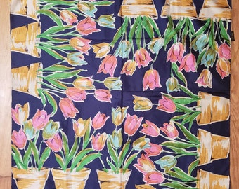 Vintage Glentex Silk Tulips Scarf