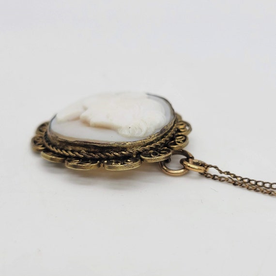 Carved Shell Cameo in Brass Bezel - image 3