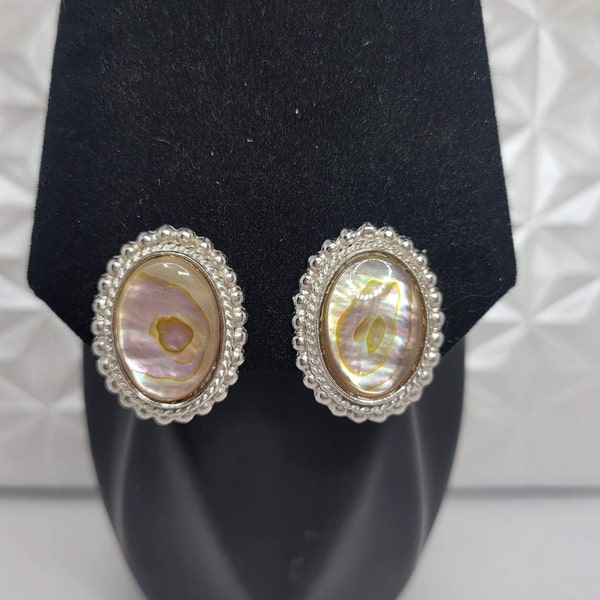 Abalone Shell Clip On Earrings