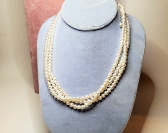 ヴィンテージ淡水バロックパール3連ネックレス ラウンド留め 20インチ