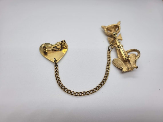 Cat and Heart Chatelaine Pins - Engraved KIM - image 4
