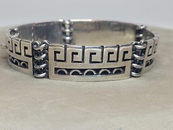 Taxco Sterling Modernist Bracelet and Earrings Set - image 3