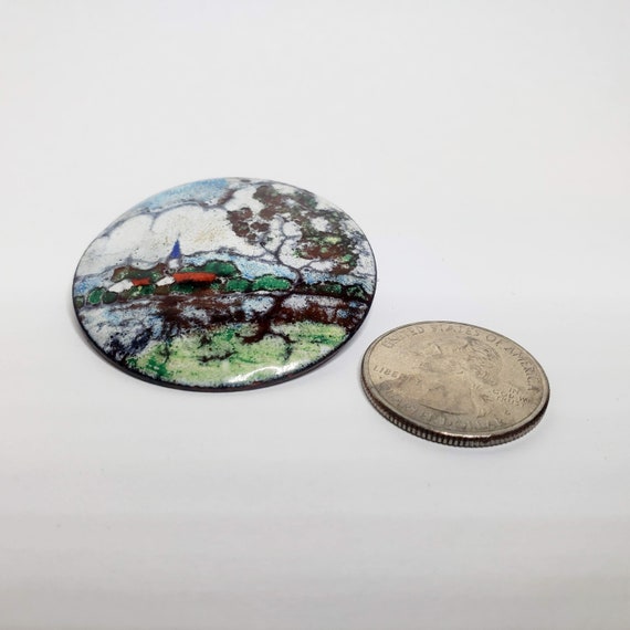 Round Enameled Copper Brooch. - image 5