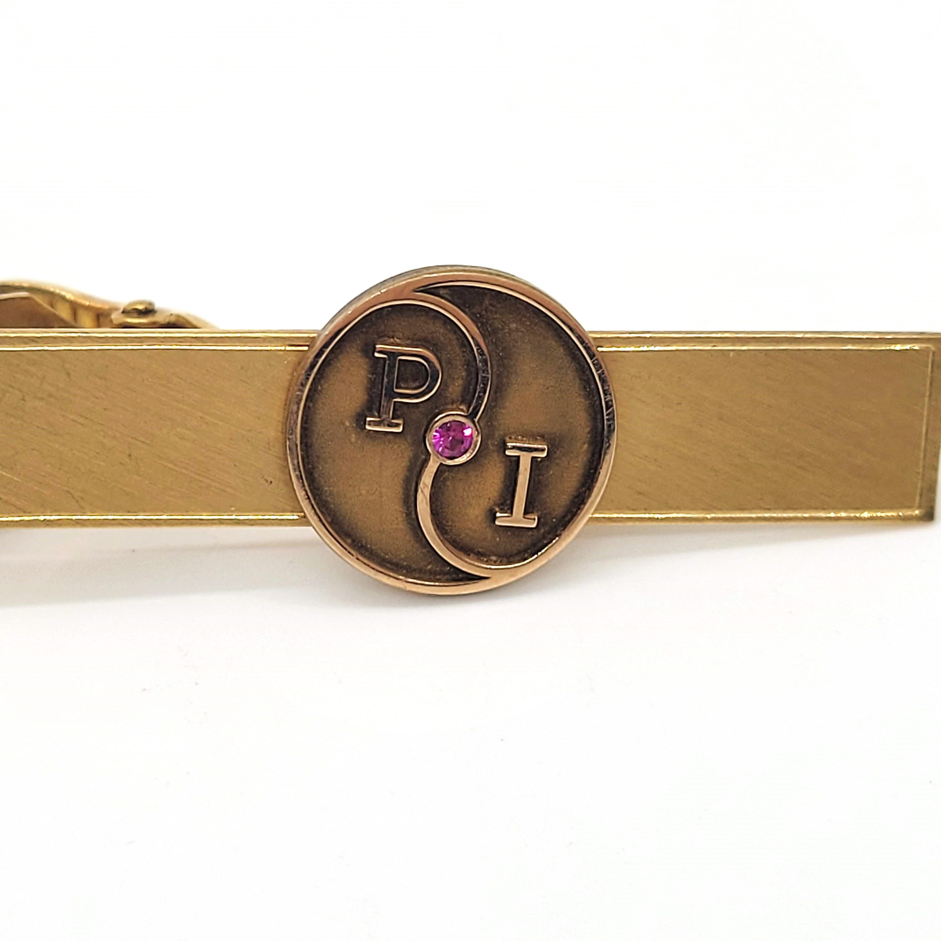 LGB 10k Gold Filled With Ruby Service Award on a Balfour Tie Clip