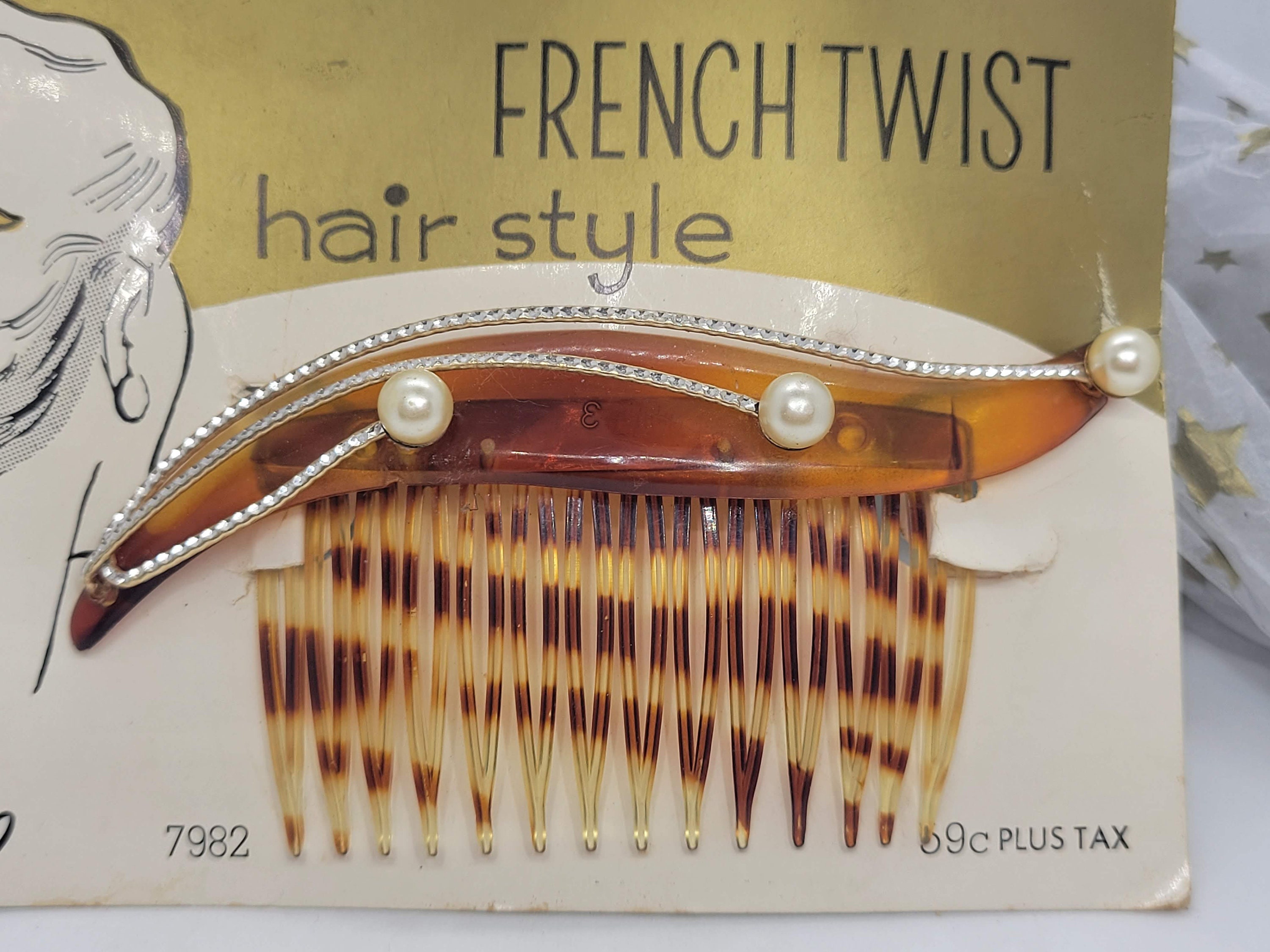 Vintage Sculptural French Twist Hair Combs Set of 3 Minimalist 90s For the French twist // The Row lovers - Unique vintage hair  main image 4
