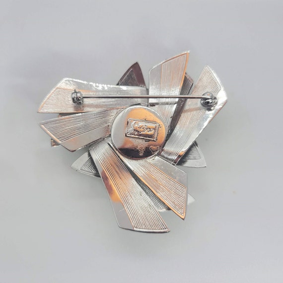 Silver Tone Modernist Coro Brooch - image 6