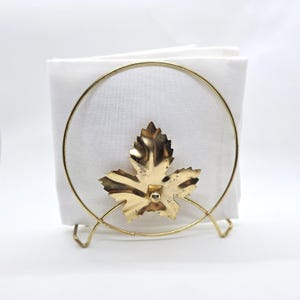 Vintage 1970s Leaf Wire Napkin Holder, Vintage Tablescape