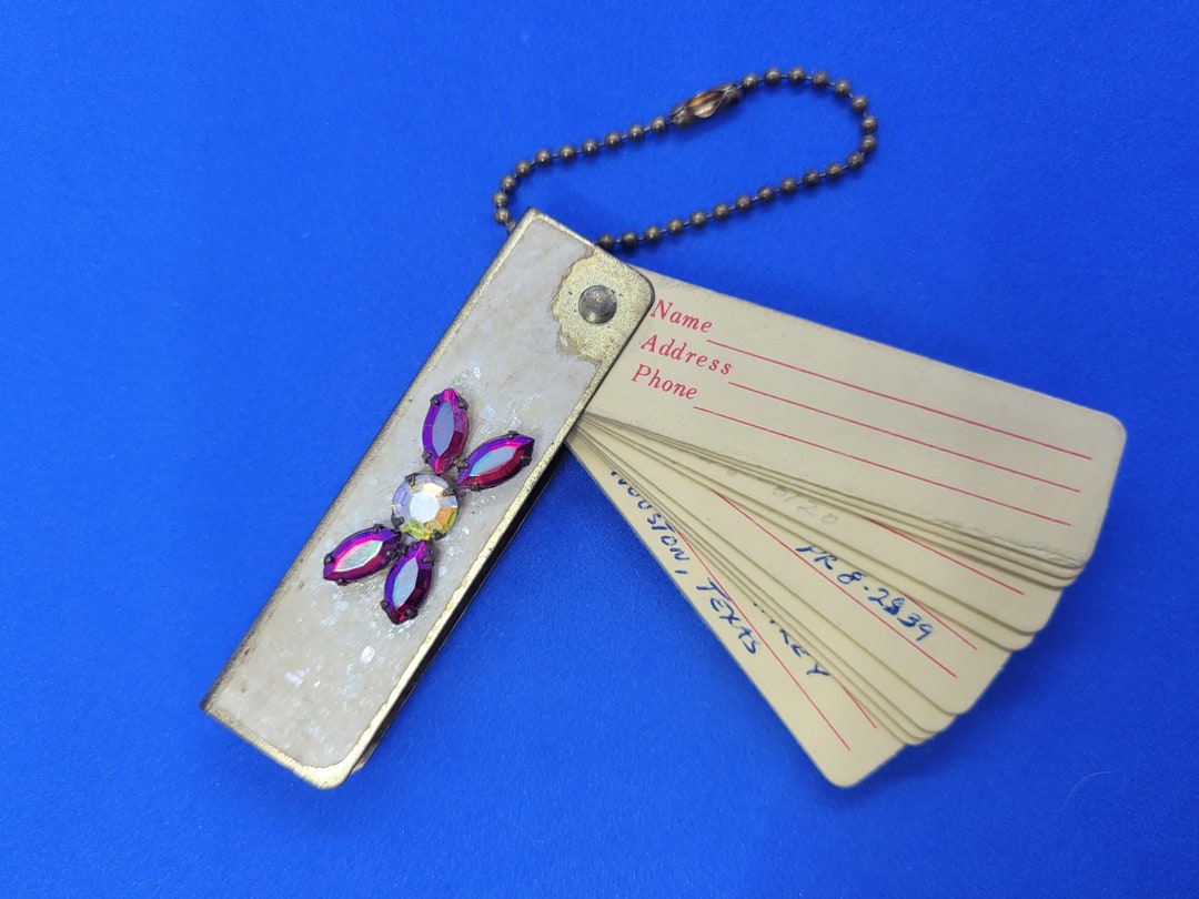 Miniature Keychain Address Book With Rhinestones Etsy