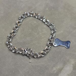 Vintage Sterling Silver Dog Bone Charm Bracelet - 7 1/2&quot;