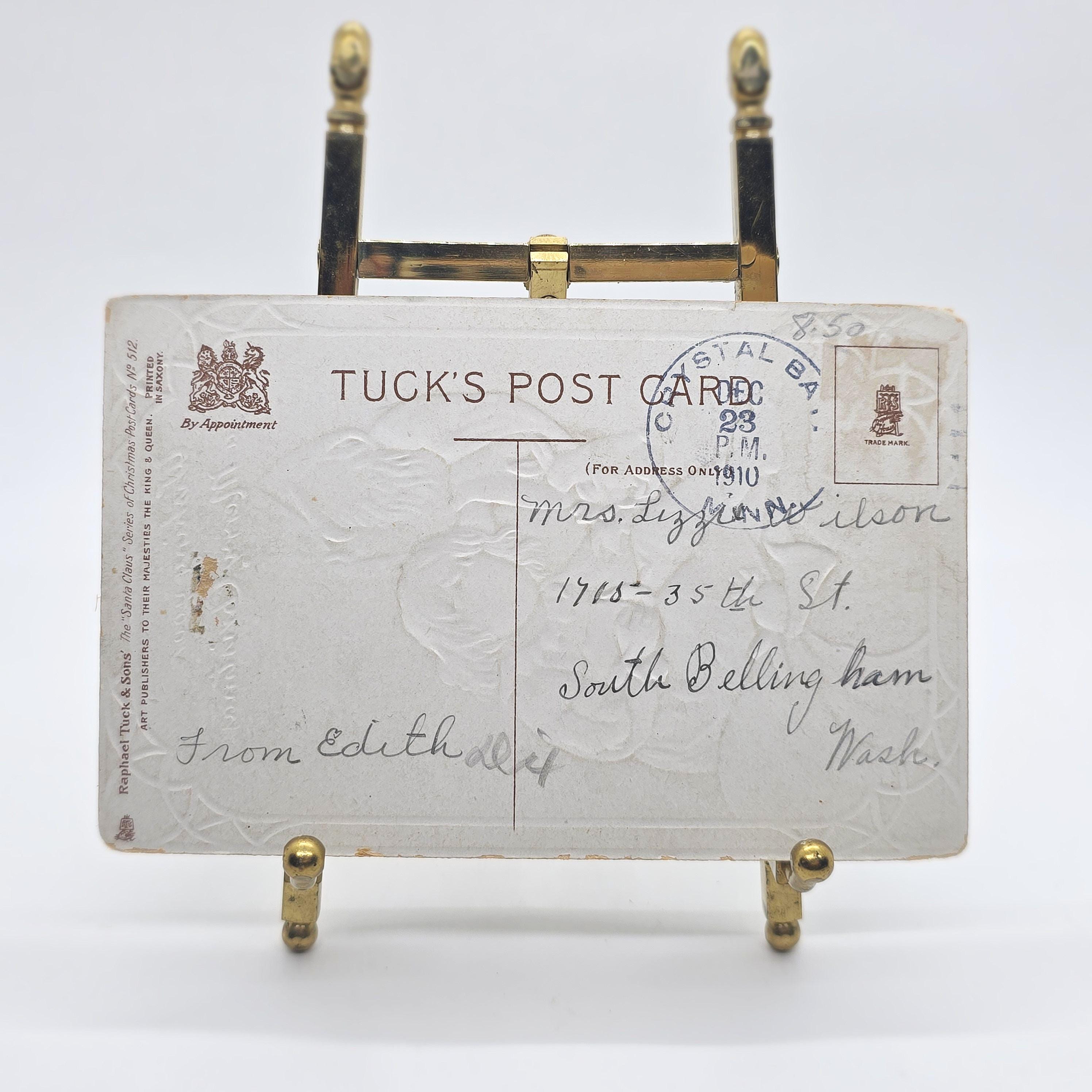 アンティーク 1910年 タックのクリスマスポストカード – サンタと子供