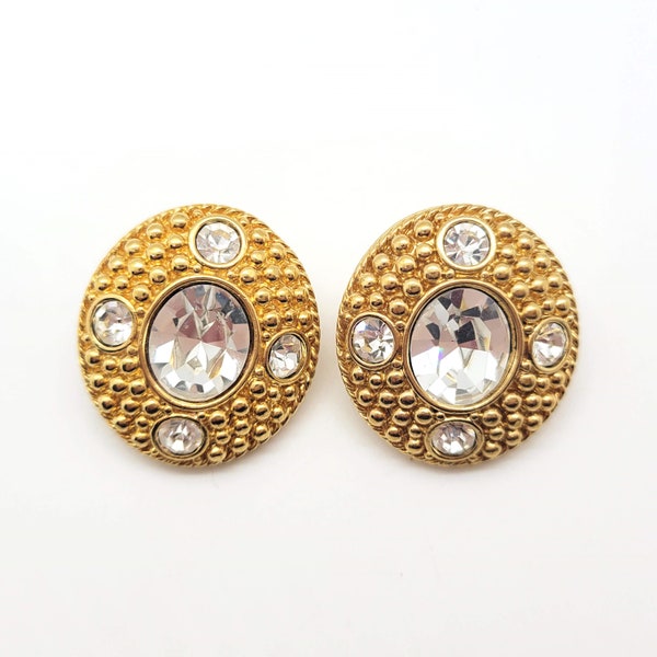 Swarovski Rhinestone Etruscan Revival Style Earrings