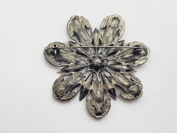 Yellow and Brown Rhinestone Brooch - image 4