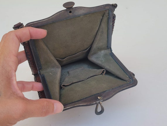 Art Deco Kaser Stamped Leather Purse With a Jemco Metal