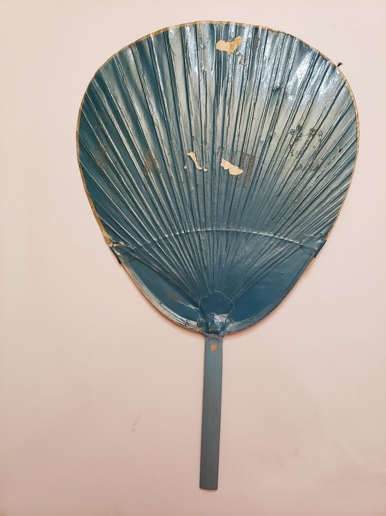 Japanese Hand Fan Vintage 1960s Art Deco Style Uchiwa Fan