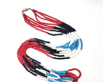 Vintage 4 Strand Glass Seed Bead Necklace