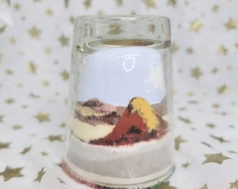 Vintage Handmade Sand Art in a Shot Glass - American Southwest Desert Scene