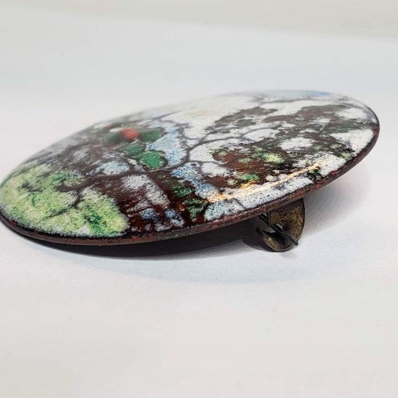 Round Enameled Copper Brooch. - image 3