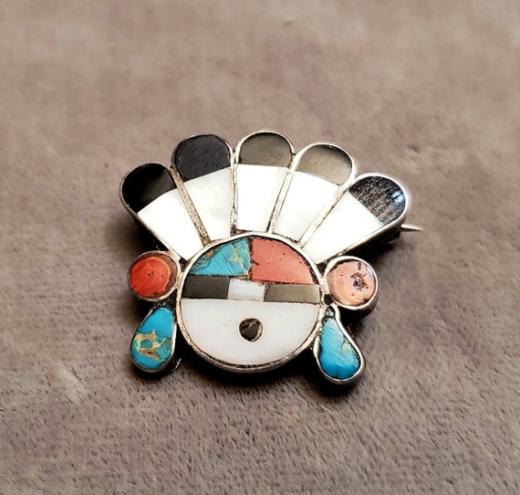 Vintage Sterling Zuni Sunface Pin Etsy Canada