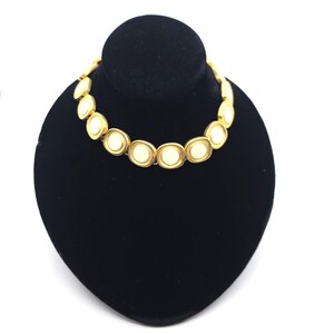 Vintage Cream Enameled Choker Necklace, 1980s Statement Necklace
