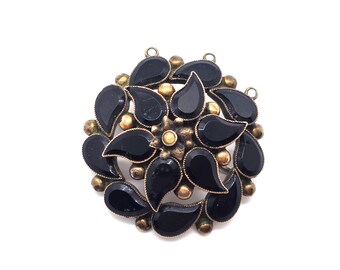 Victorian Mourning Brooch, Gold Filled and Onyx