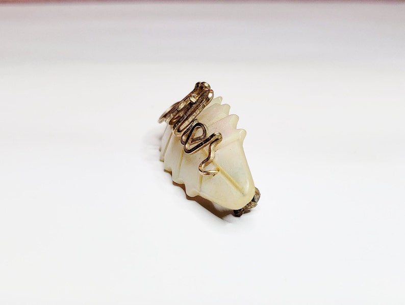Vintage Carved Mother of Pearl with Mother Spelled Out In Gold Filled Wire